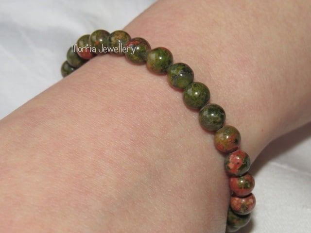 Unakite Bead Bracelet
