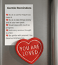 You Are Loved handmade red heart fridge magnet with A7 Gentle Reminders card