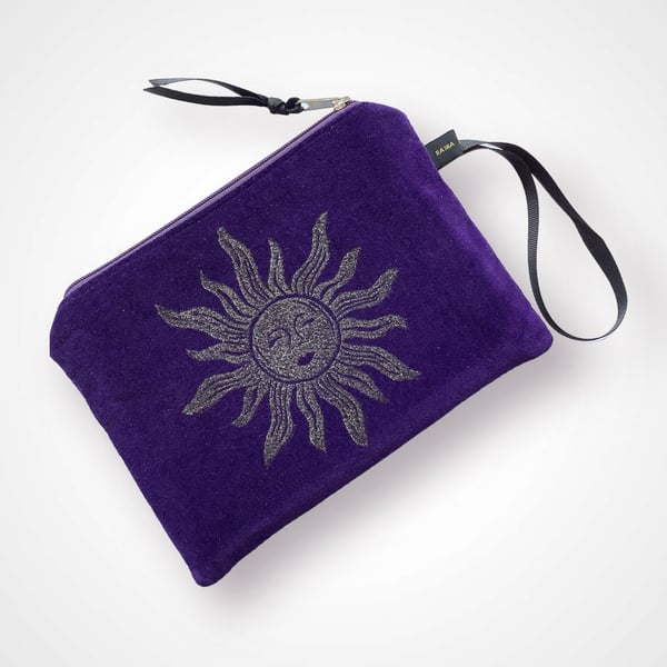 Purple Sun velvet zip-up pouch