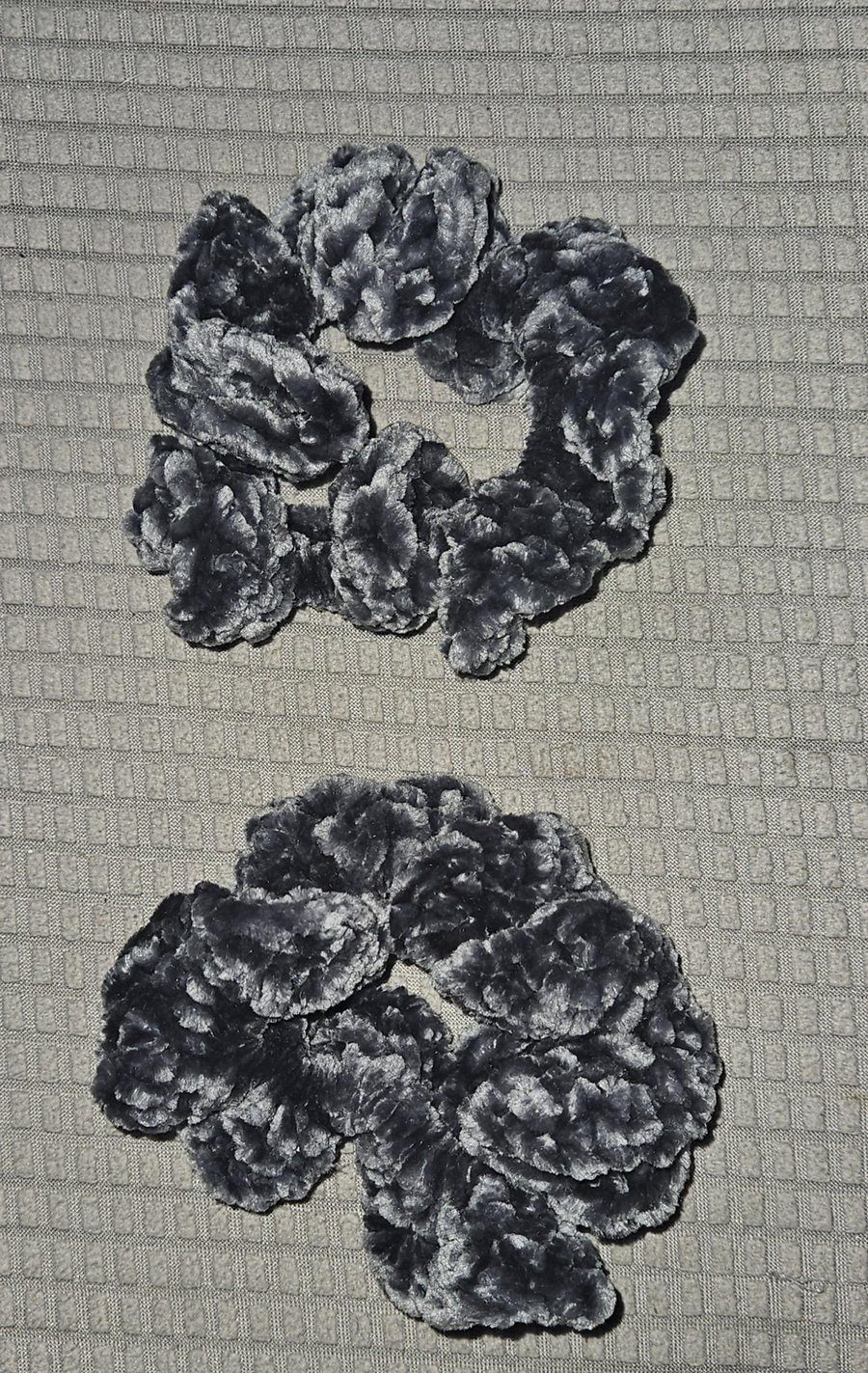 Handmade Plush Crochet Scrunchie Soft Textured Hair Tie Grey Hair Accessory Gift