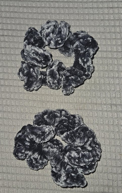 Handmade Plush Crochet Scrunchie Soft Textured Hair Tie Grey Hair Accessory Gift