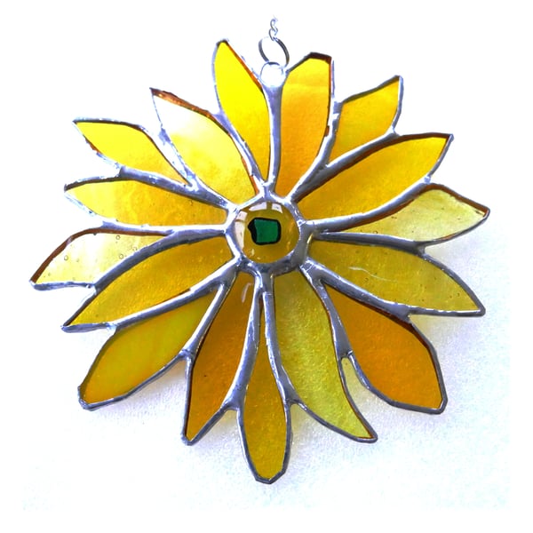 Yellow Flower Stained Glass Suncatcher Handmade 006 Sunflower