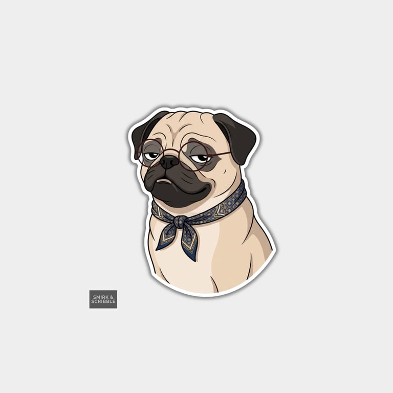 Funny Vinyl Die Cut Sticker For Adults - Cute Judgy Pug Dog