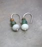 Earrings, silver green moss agate, amazonite drop earrings. - Image 2