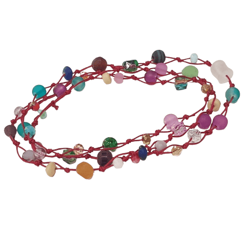 Make Your Own Beaded Cord Necklace - Red