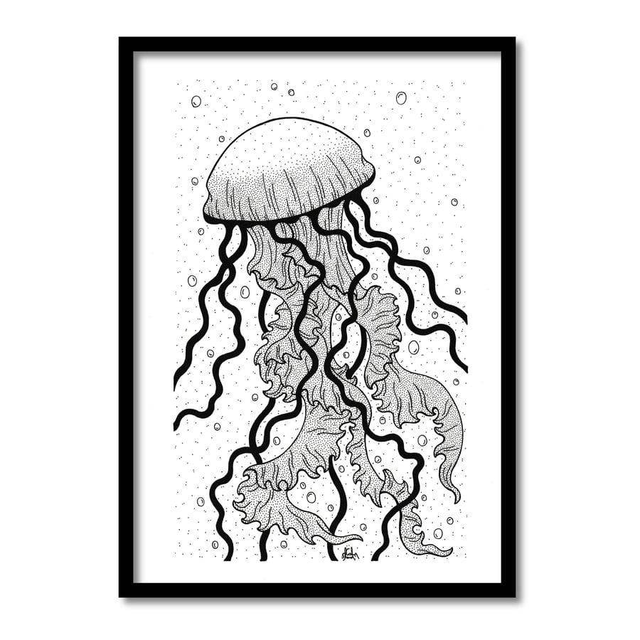 Jellyfish Original Art Pen And Ink Drawing