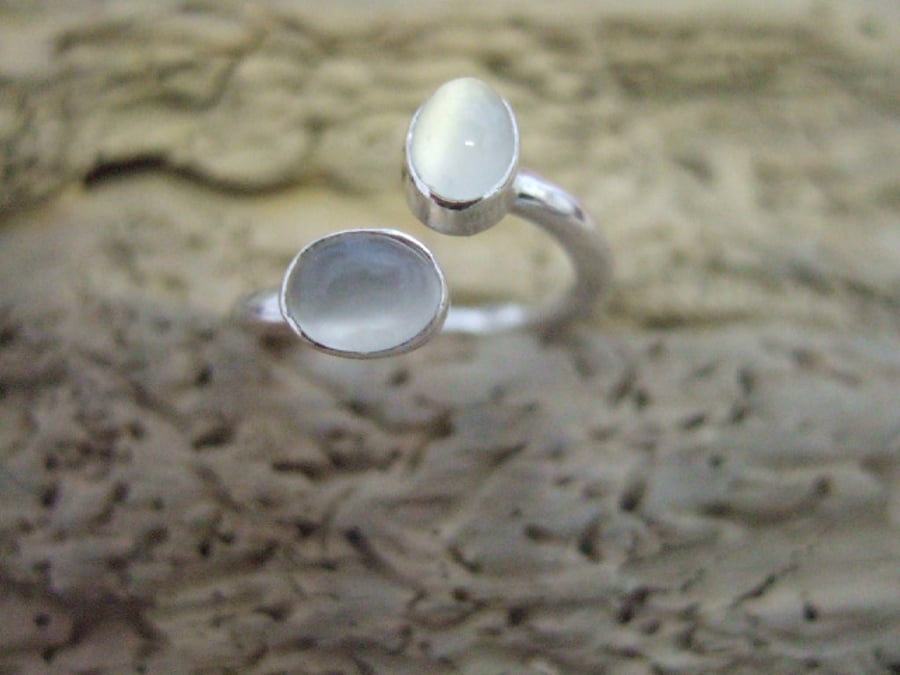 Open Set Sterling Silver and Moonstone Ring