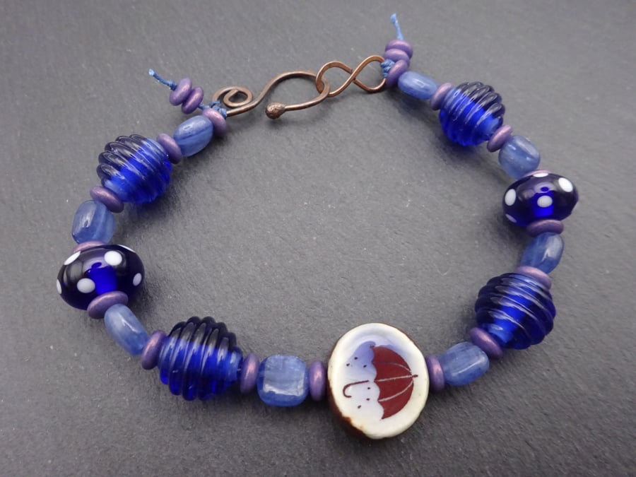 rainy days lampwork glass bracelet