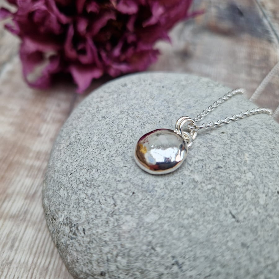 Sterling Silver Smooth Pebble Necklace Pendant