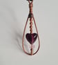 Purple Pink Glass Heart Copper Pendant Necklace Gift Jewellery Jewelry Jewelery