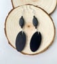 Real Daisy Black Dangle Wood, Beads, Sliver Plated Earrings - Image 4