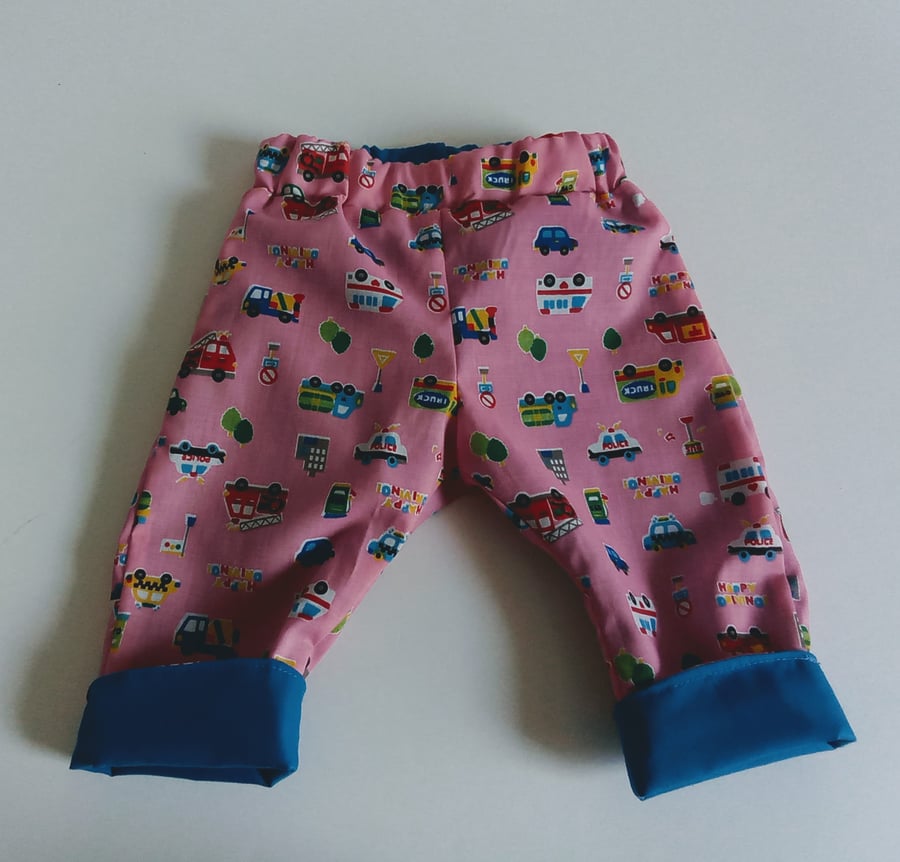 Trousers, 3-6 months, Summer Trousers, reversible Trousers, cars and vehicles 