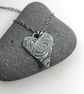 Sterling silver heart pendant on chain, oxidised patterned silver - Image 6