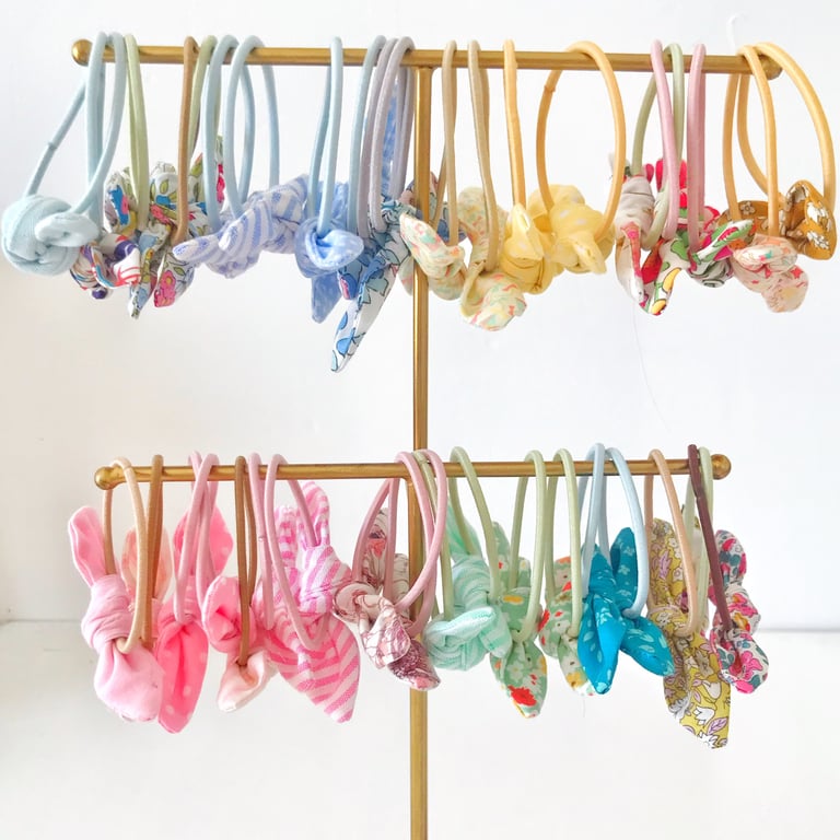 Surprise Fabric Knotted Bow Hair Tie Multipack, Pack of 5