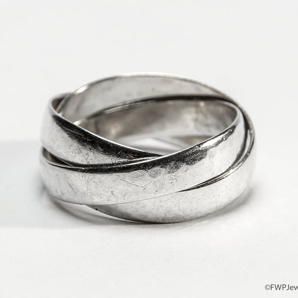 Men's Russian Wedding Ring: Triple Wide Silver Bands