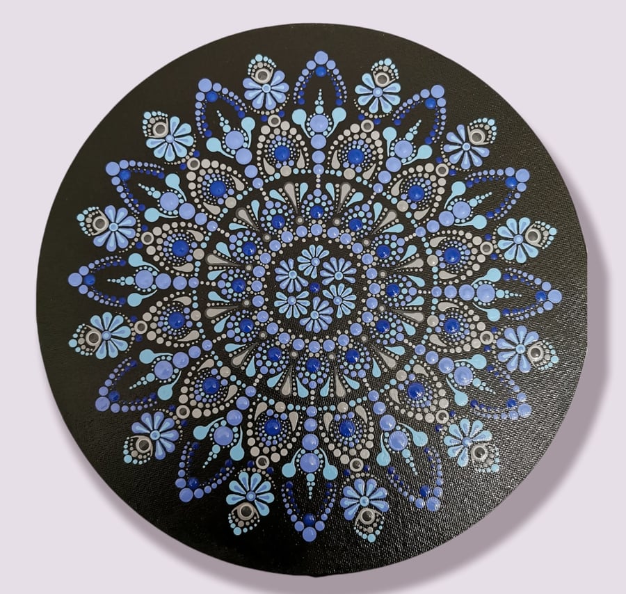 Hand Painted Dot Mandala Canvas