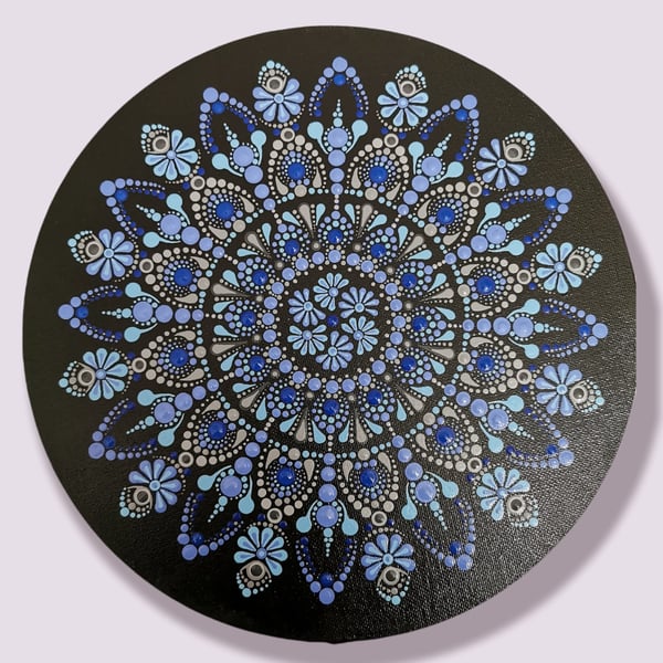 Hand Painted Dot Mandala Canvas