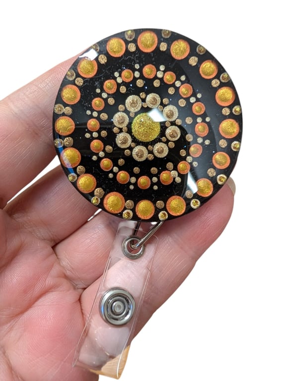 Hand painted mandala Badge Reel