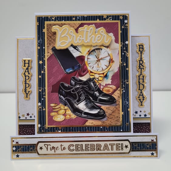 Brother Birthday Card - Handcrafted Birthday Greetings Card - Double Side Step