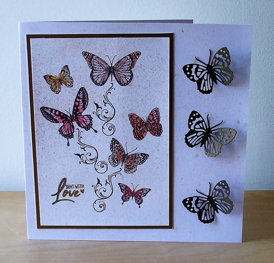 Blank Card, Butterflies Sent With Love