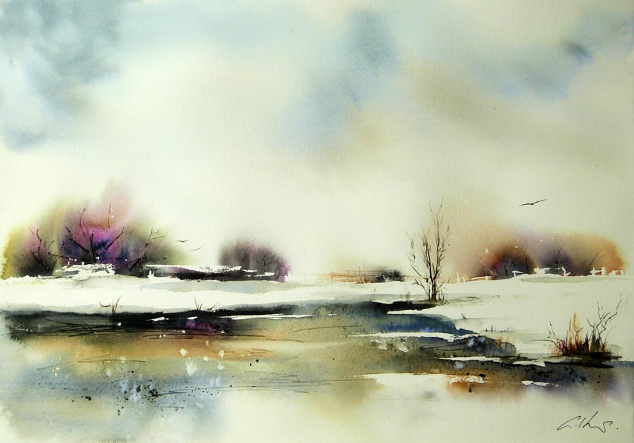 Reflect. Original Watercolour Painting.