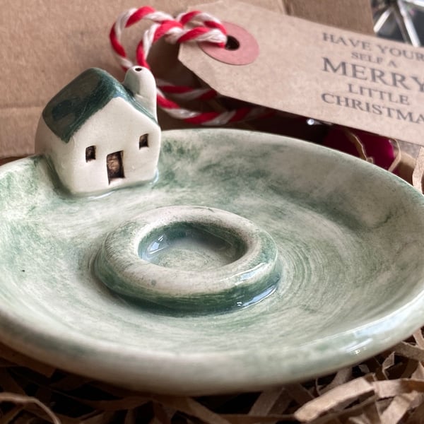 Handmade Pottery Little House Incense Holder