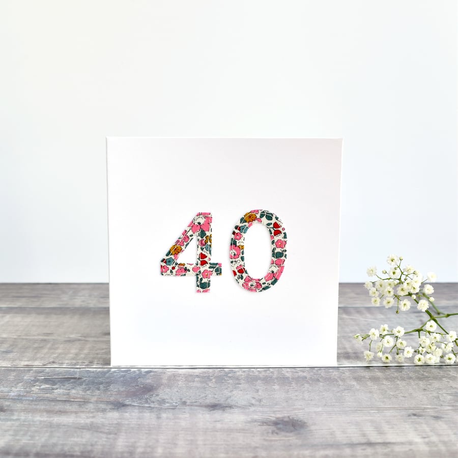 40th Birthday card, age 40 card, card for 40 year old, 40th Anniversary card
