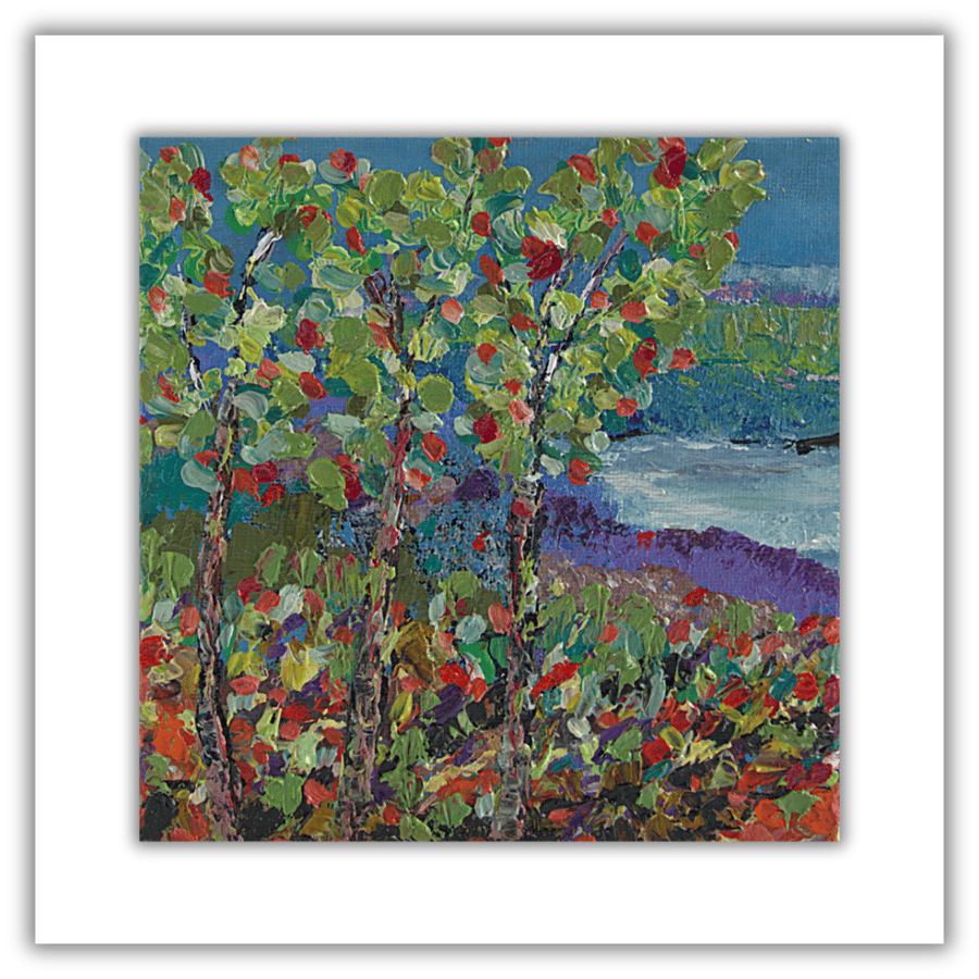 Original oil painting - Scottish landscape - trees - loch - ready to hang