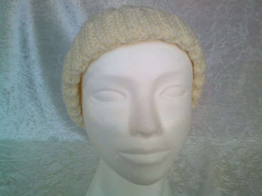 Cream Aran Fisherman's Rib Hat