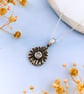 Recycled Silver Teardrop Pendant - Lilac Cubic Zirconia - Allium Flower Pattern - Image 1