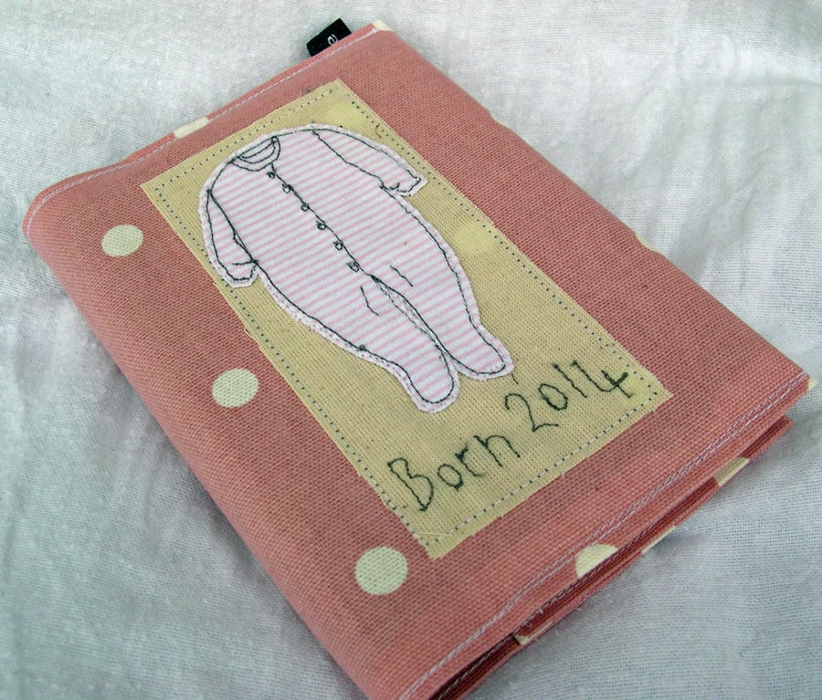 Newborn Baby Textile Journal For Baby Girl in Pink Polka Dot
