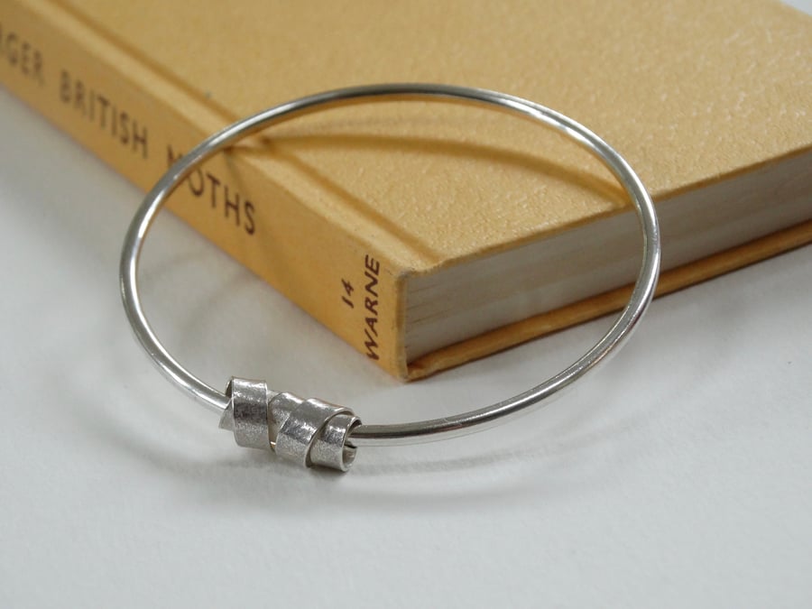Silver birch bark bangle - recycled sterling silver - contemporary bangle