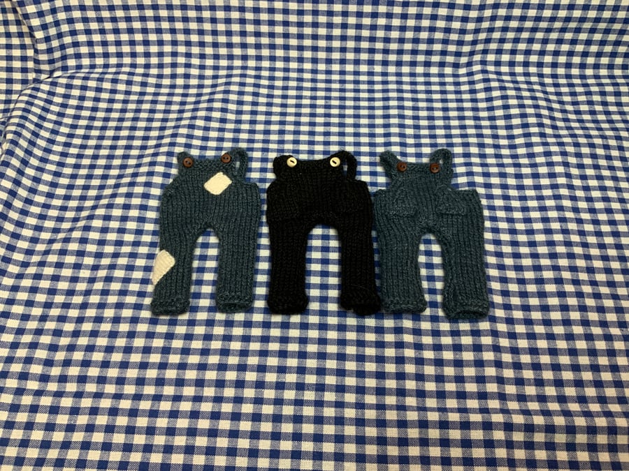 Hand Knitted Dungarees to fit Dot Pebbles Frog 