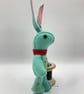 Aqua Bunny The Little Hand Embroidered Felt Rabbit   - Image 4