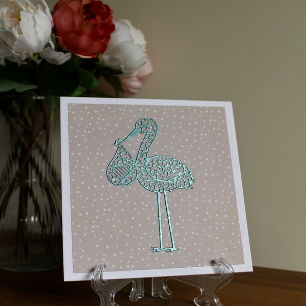 Handmade Stork New Baby Card