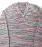 Hand knitted baby girls mauve green jumper 1 - 2 years 22 inch chest - knitted  - Image 2