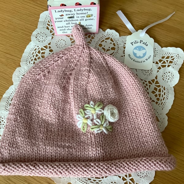 Hand Knitted Baby Beanie 3-9 months