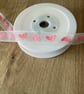 Baby footprint ribbon pink sheer organza 16mm x 5 Metres  - Image 1