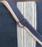 Upcycled Coffee Sack -  Crossbody Shoulder Bag - Denim with cream stripe - Image 2