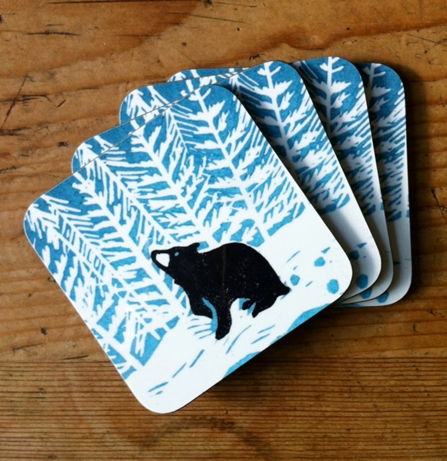 'Stargazey Bear' coasters (Set of four)