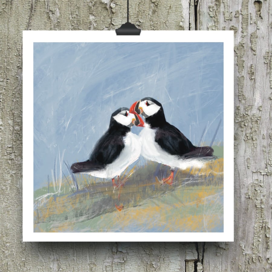 Puffin Blank Square Art Card