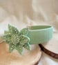 Mint Green Knotwork Headband with Sage Floral Detail, Micro Macrame Hair Accesso