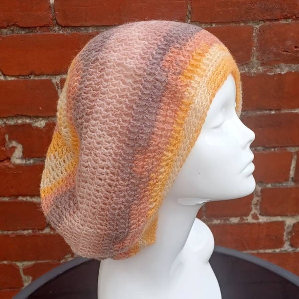 Crochet slouchy beret, light dreadlocks hat