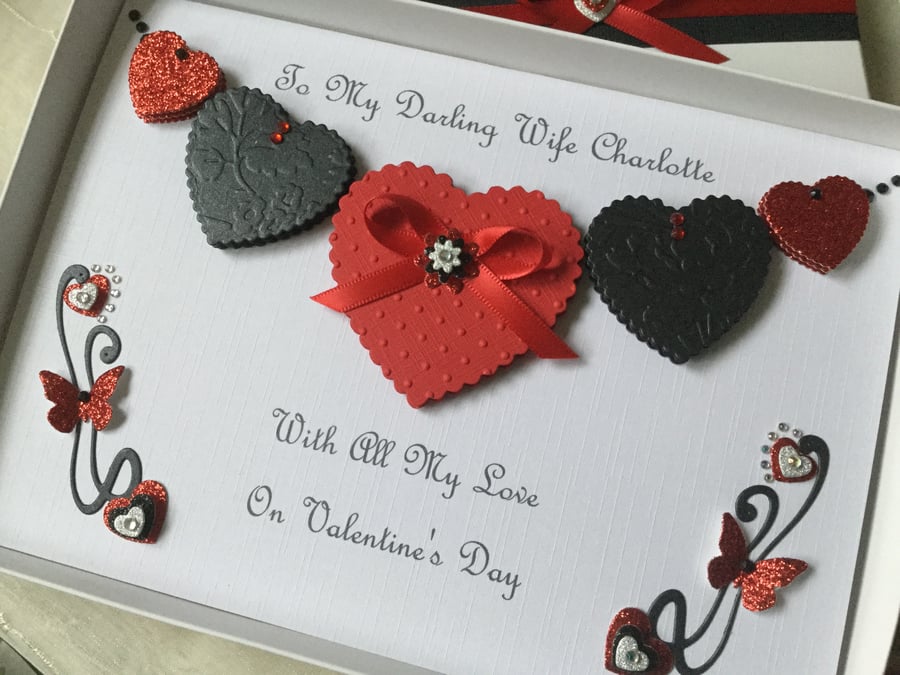 Personalised Handmade Valentines Card Gift Boxed Wife Husband Girlfriend