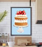Victoria Sponge Cake A4 Art Print - Image 3