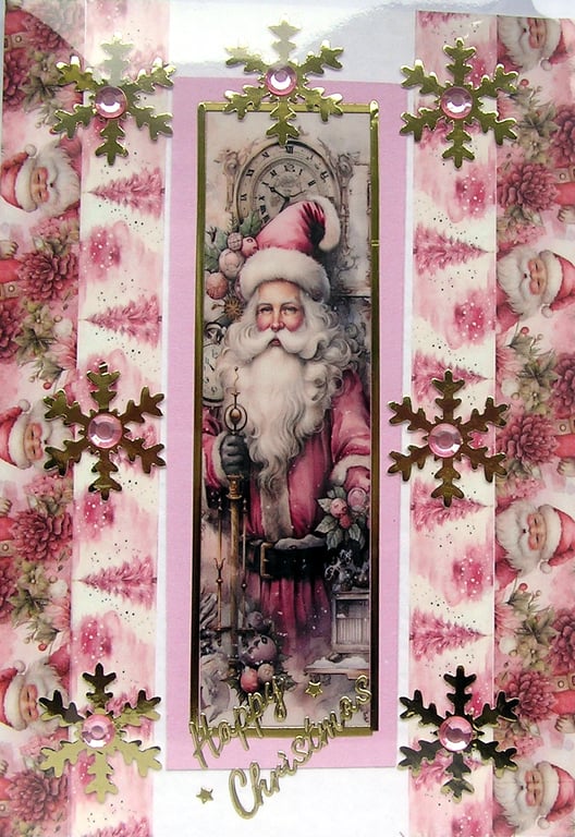 Hand Crafted Decoupage Chistmas Card - Happy Christmas (3242) Father Christmas