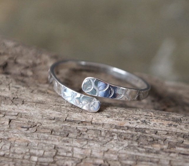 Argentium Silver Forged Ring, Silver Ring with Bubbles Texture, ARC Jewellery