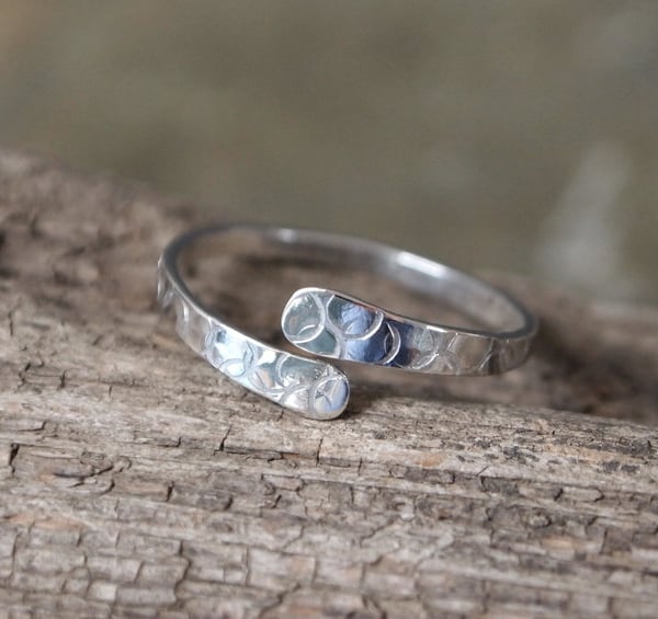 Argentium Silver Ring, Forged Silver Ring, Bubbles