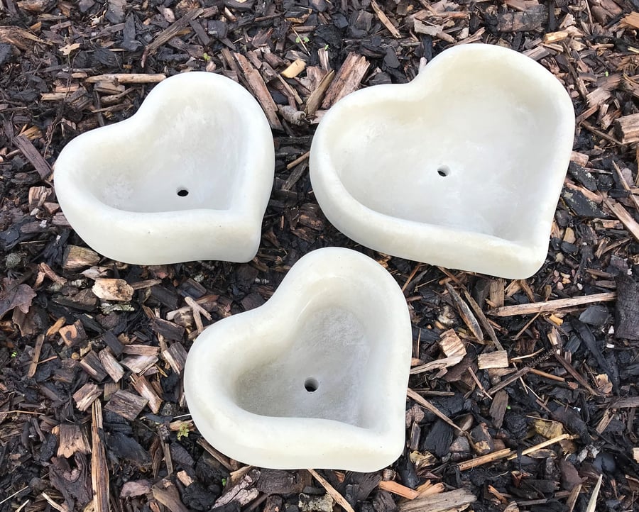 Heart Shaped Planters set of 3 Stone Planters