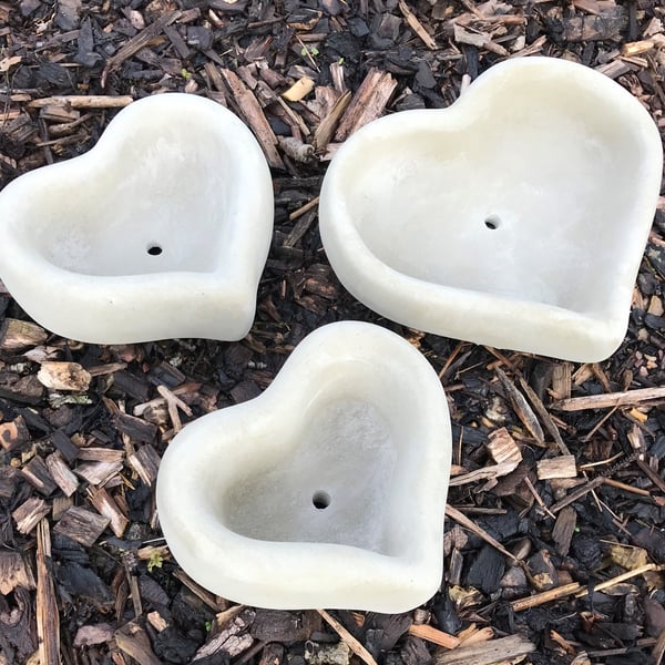 Heart Shaped Planters set of 3 Stone Planters